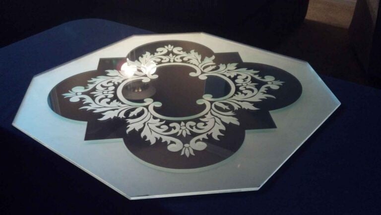 Callender's House Of Glass decorative etched glass panel with floral design