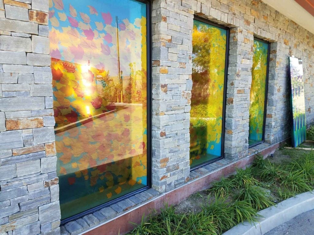 Callender's House Of Glass storefront windows with colorful reflections
