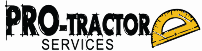 Protractor Roofing Pro-Trac-0r Services logo with yellow measuring tape and black background